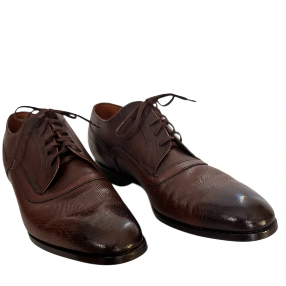 Bally Men's Lauron Oxford Brown Ombré Leather Derby Shoes Size 9.5 D US / 8.5 EU